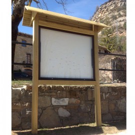 Cartellera de fusta amb vitrina